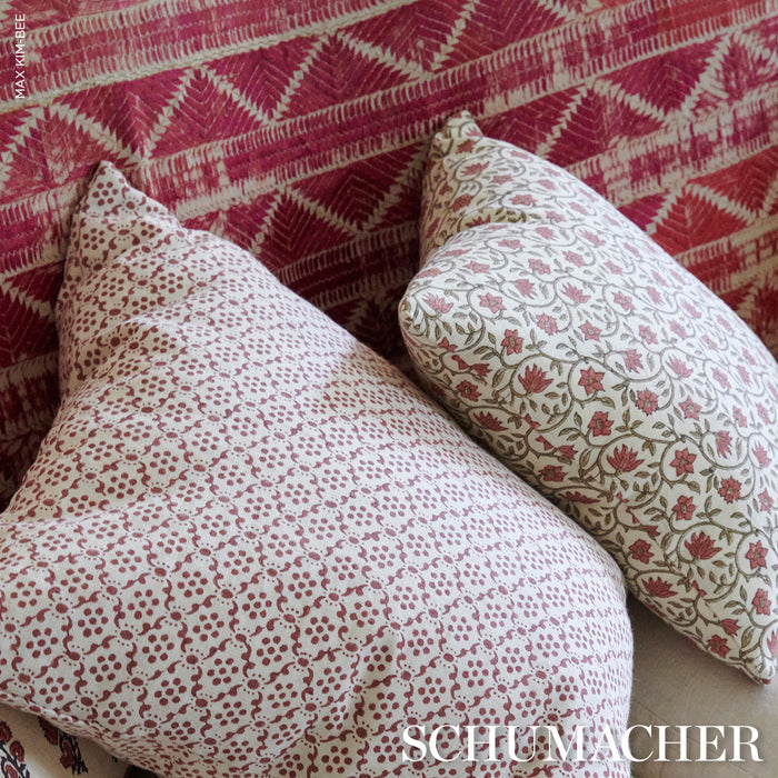 Schumacher Malaya Hand-Block Print Red Fabric 183250