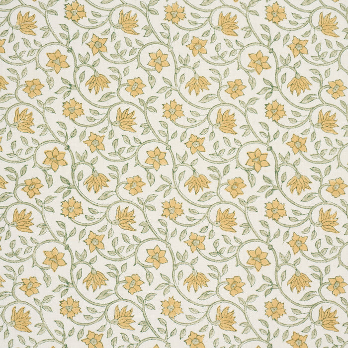 Schumacher Malaya Hand-Block Print Yellow Fabric Sample 183252