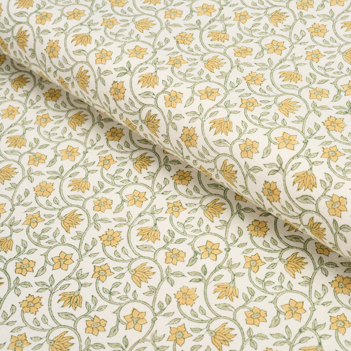Schumacher Malaya Hand-Block Print Yellow Fabric Sample 183252