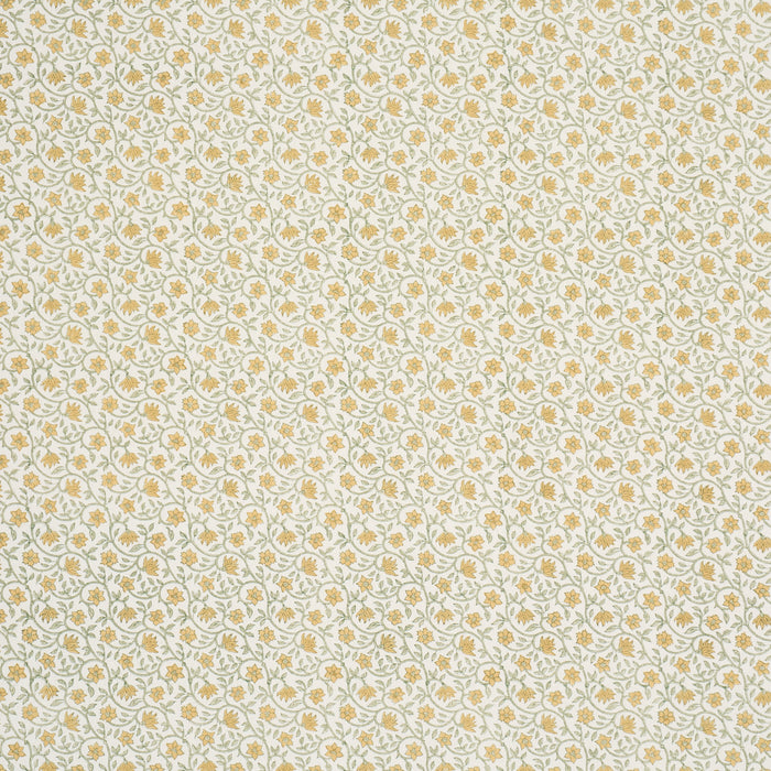Schumacher Malaya Hand-Block Print Yellow Fabric Sample 183252