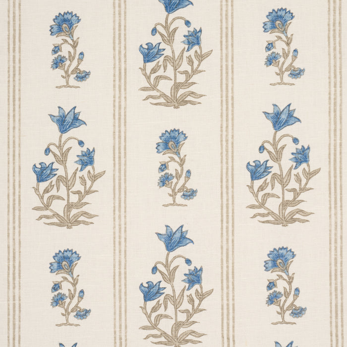Schumacher Ellora Hand-Print Blue Fabric Sample 183260