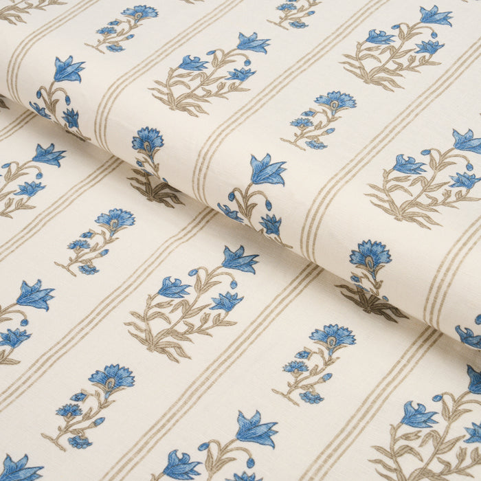 Schumacher Ellora Hand-Print Blue Fabric 183260