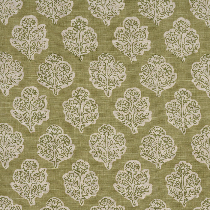 Schumacher Manali Hand-Print Green Fabric Sample 183270