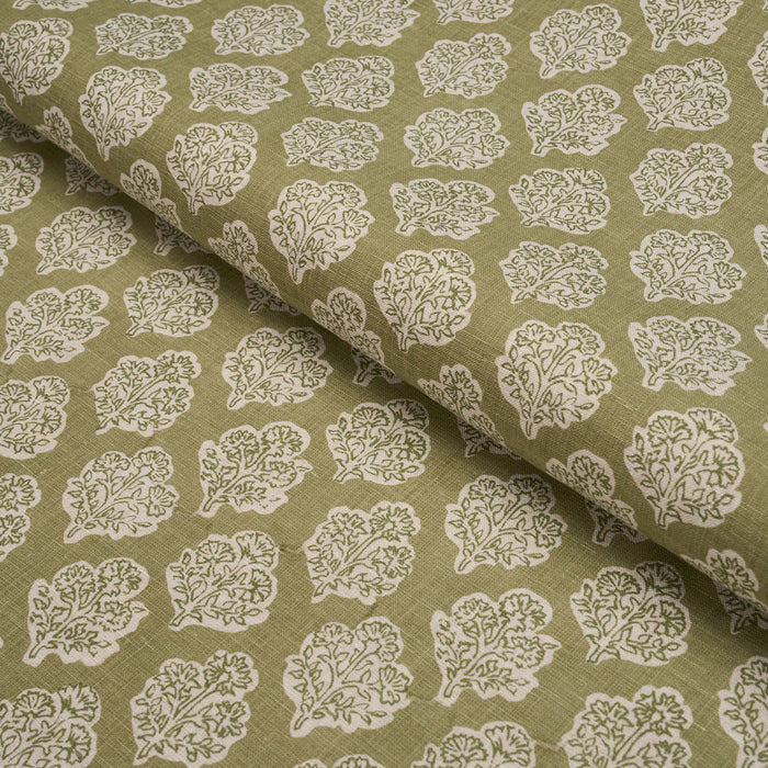 Schumacher Manali Hand-Print Green Fabric Sample 183270