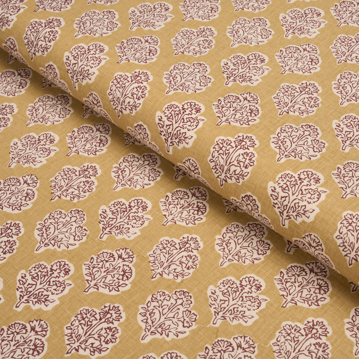Schumacher Manali Hand-Print Red & Mustard Fabric Sample 183271