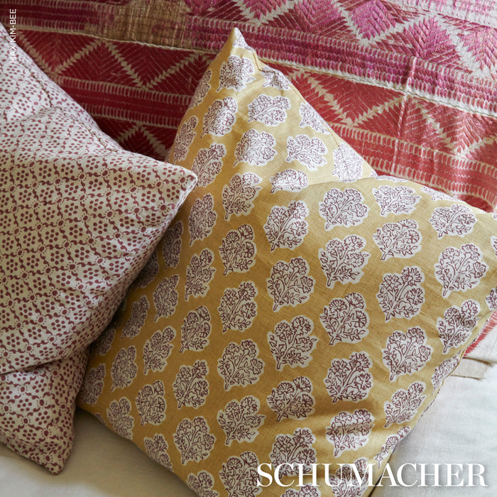 Schumacher Manali Hand-Print Red & Mustard Fabric Sample 183271