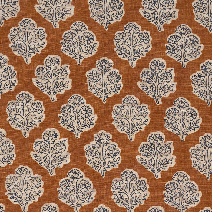 Schumacher Manali Hand-Print Spice & Indigo Fabric Sample 183272