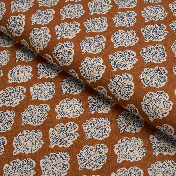 Schumacher Manali Hand-Print Spice & Indigo Fabric Sample 183272