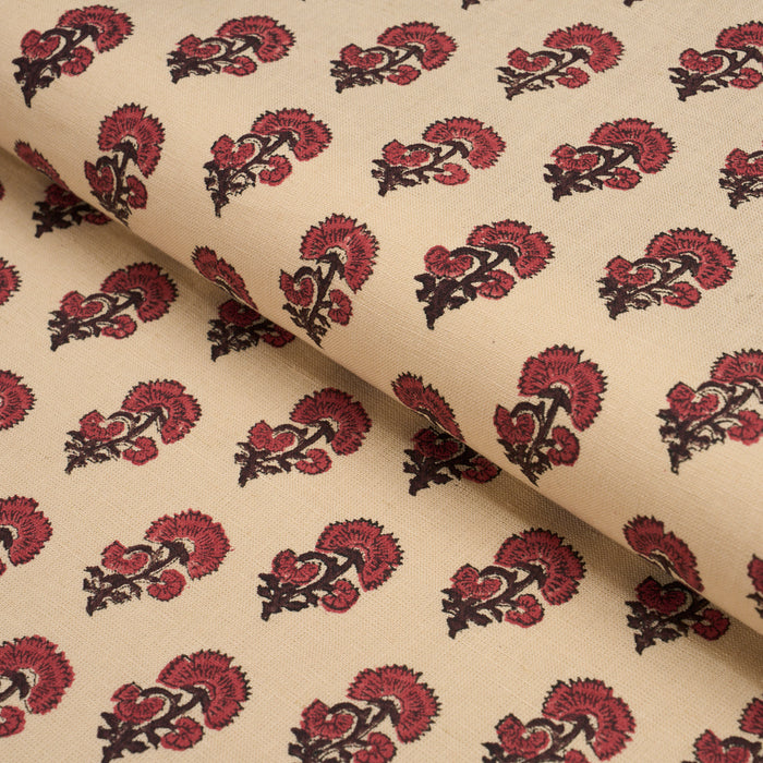 Schumacher Kaasni Hand-Block Print Red Fabric 183280