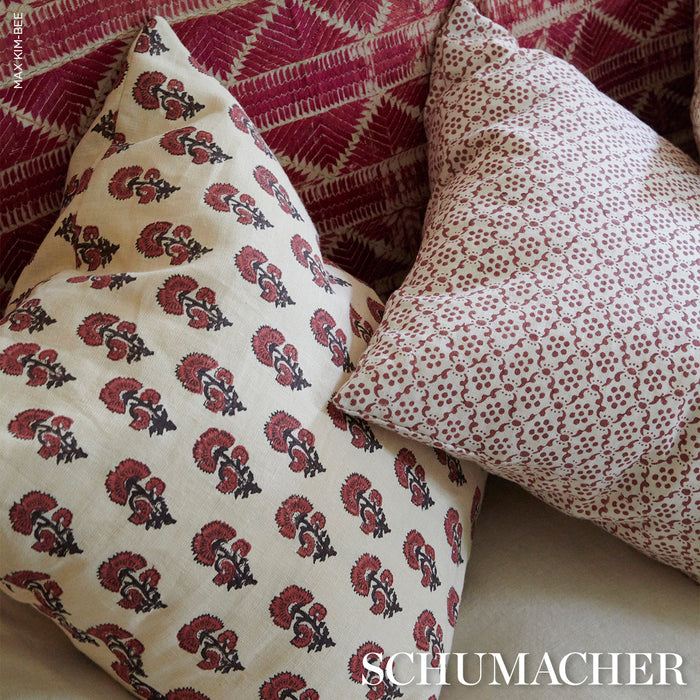 Schumacher Kaasni Hand-Block Print Red Fabric 183280