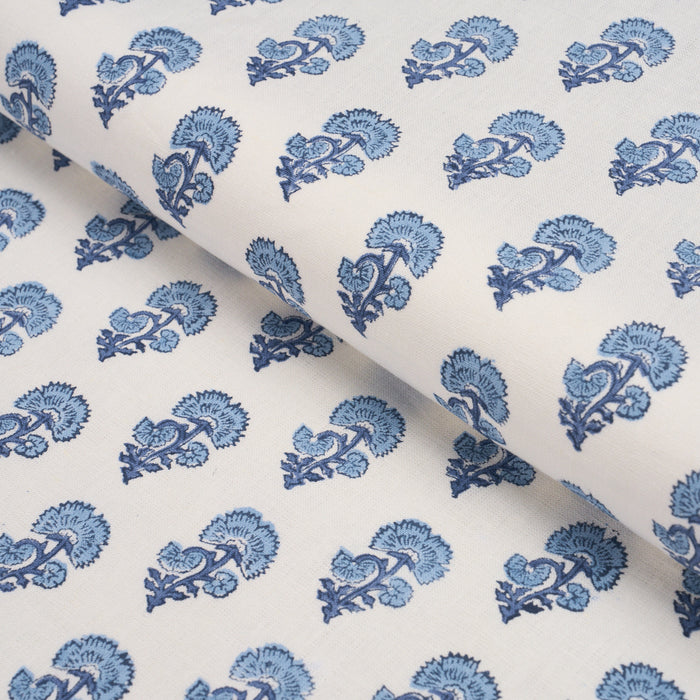Schumacher Kaasni Hand-Block Print Indigo Fabric Sample 183281