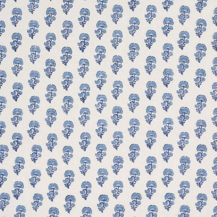 Schumacher Kaasni Hand-Block Print Indigo Fabric 183281