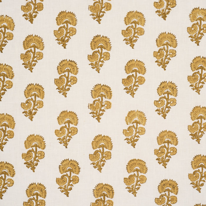 Schumacher Kaasni Hand-Block Print Yellow Fabric 183282