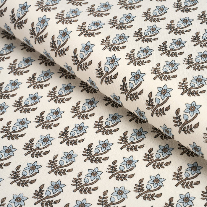 Schumacher Amisha Hand-Print Blue & Brown Fabric 183290
