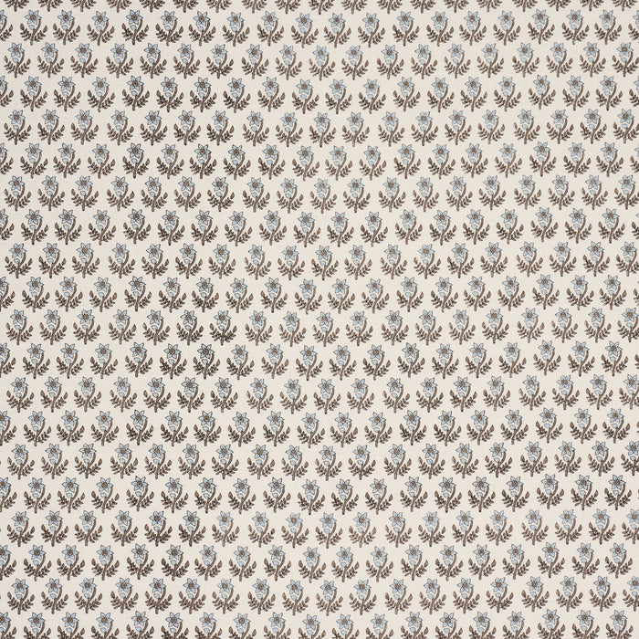 Schumacher Amisha Hand-Print Blue & Brown Fabric 183290