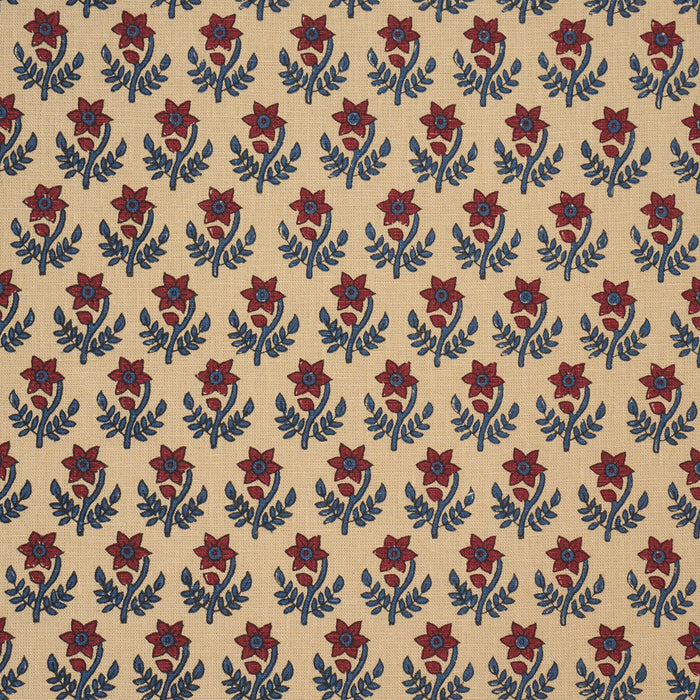Schumacher Amisha Hand-Print Red & Indigo Fabric 183291