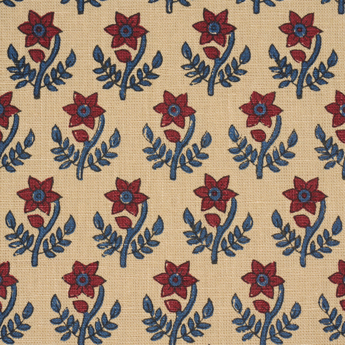Schumacher Amisha Hand-Print Red & Indigo Fabric 183291