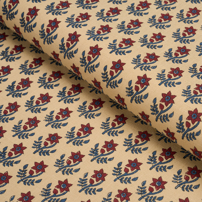 Schumacher Amisha Hand-Print Red & Indigo Fabric Sample 183291