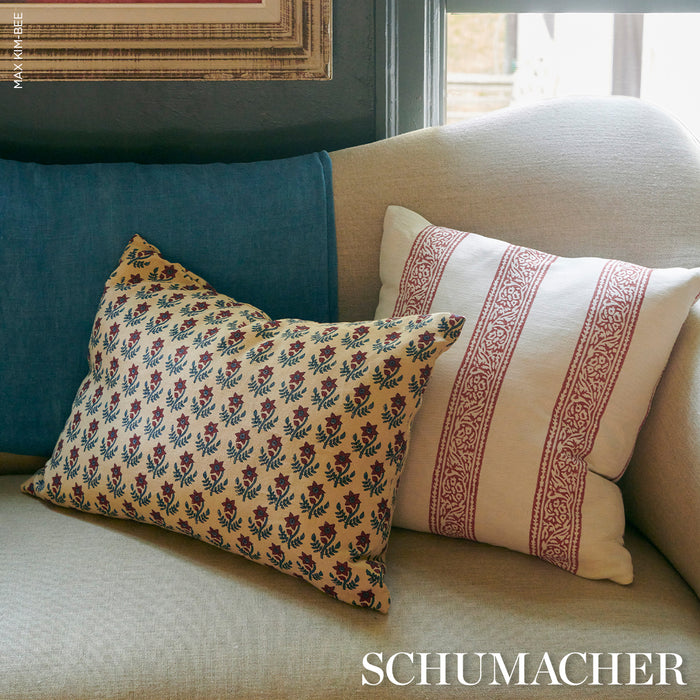 Schumacher Amisha Hand-Print Red & Indigo Fabric Sample 183291