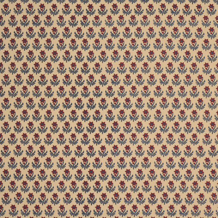 Schumacher Amisha Hand-Print Red & Indigo Fabric Sample 183291
