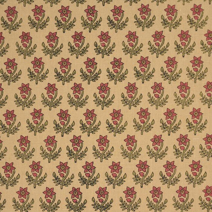 Schumacher Amisha Hand-Print Red & Mustard Fabric Sample 183292