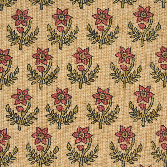 Schumacher Amisha Hand-Print Red & Mustard Fabric Sample 183292