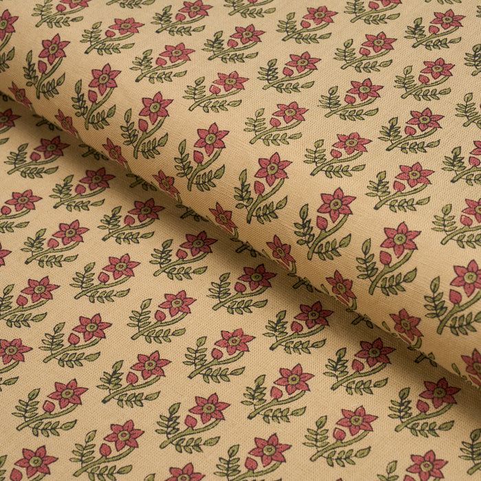 Schumacher Amisha Hand-Print Red & Mustard Fabric Sample 183292