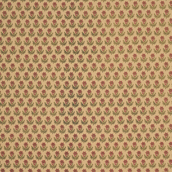 Schumacher Amisha Hand-Print Red & Mustard Fabric Sample 183292