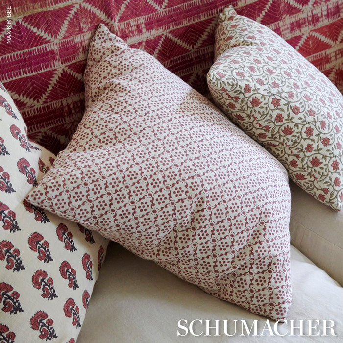 Schumacher Laksha Hand-Block Print Red Fabric Sample 183300