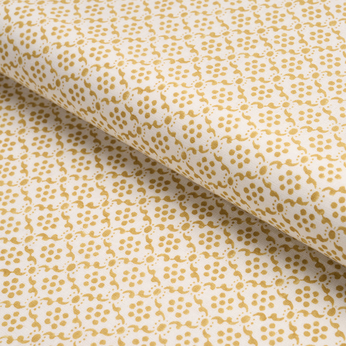 Schumacher Laksha Hand-Block Print Yellow Fabric Sample 183301