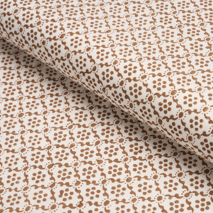 Schumacher Laksha Hand-Block Print Brown Fabric Sample 183302