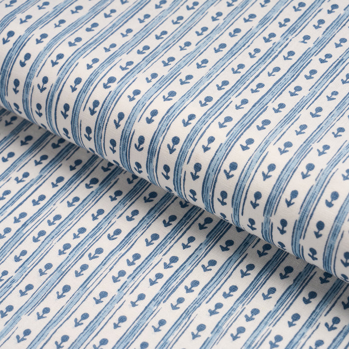 Schumacher Nidhi Stripe Hand-Print Sky Fabric 183311