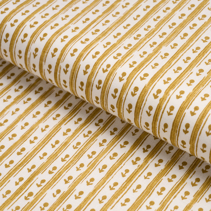 Schumacher Nidhi Stripe Hand-Print Yellow Fabric 183312