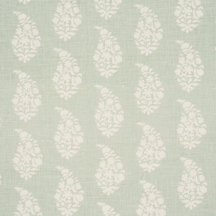 Schumacher Kaia Paisley Hand-Print Celadon Fabric Sample 183320