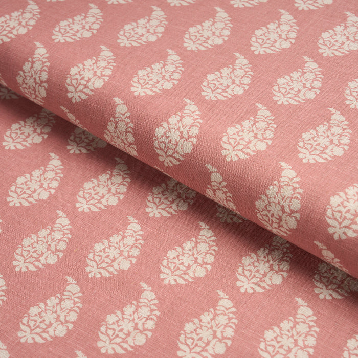 Schumacher Kaia Paisley Hand-Print Pink Fabric 183321