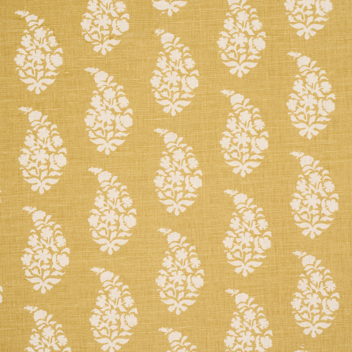 Schumacher Kaia Paisley Hand-Print Yellow Fabric Sample 183322