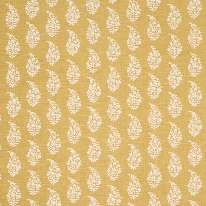 Schumacher Kaia Paisley Hand-Print Yellow Fabric Sample 183322