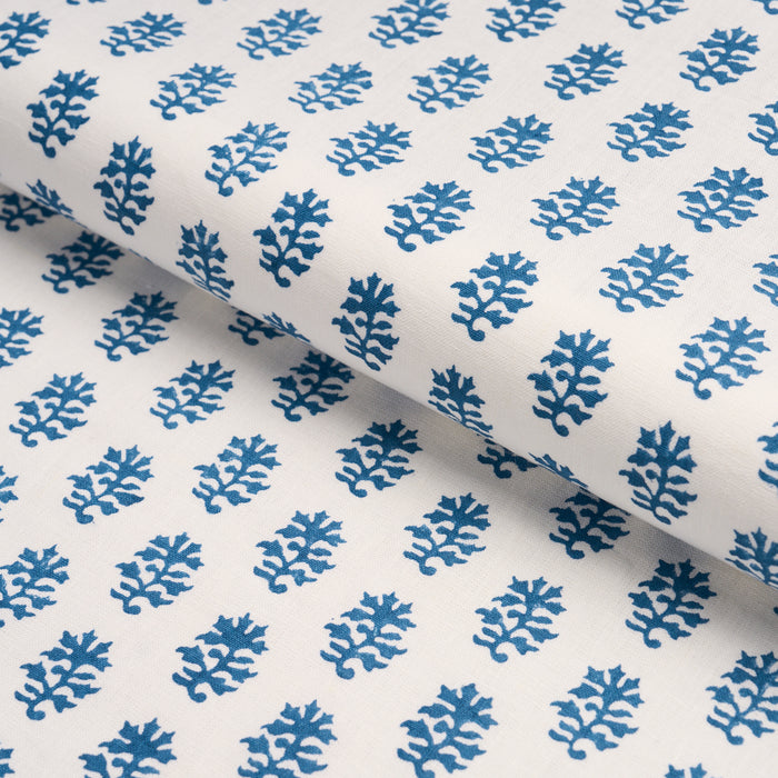 Schumacher Iksha Hand-Block Print Indigo Fabric Sample 183330
