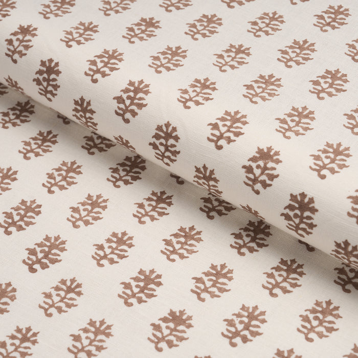Schumacher Iksha Hand-Block Print Chestnut Fabric 183331