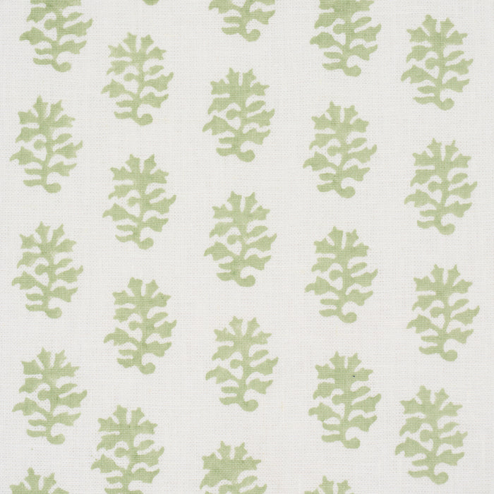 Schumacher Iksha Hand-Block Print Leaf Fabric 183332