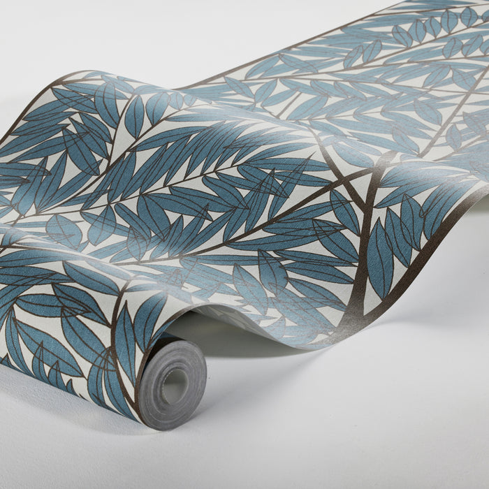 Schumacher Korgpil Mural Blue Wallpaper Sample 1957