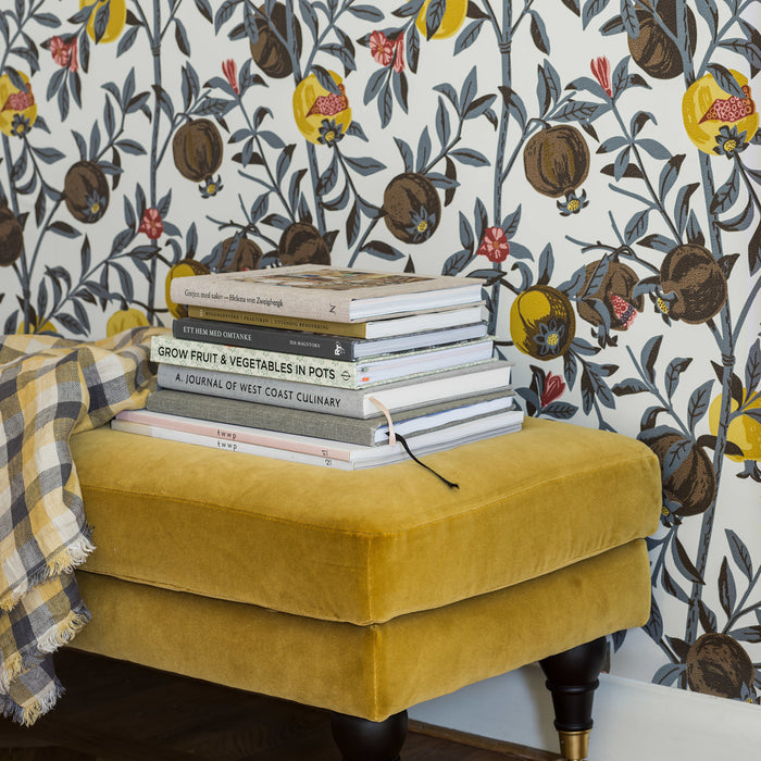 Schumacher Granatapple Slate And Ochre Wallpaper Sample 1959