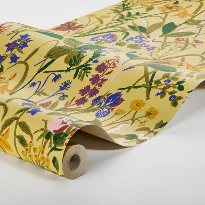 Schumacher Ros Och Lilja Ochre Wallpaper Sample 1963