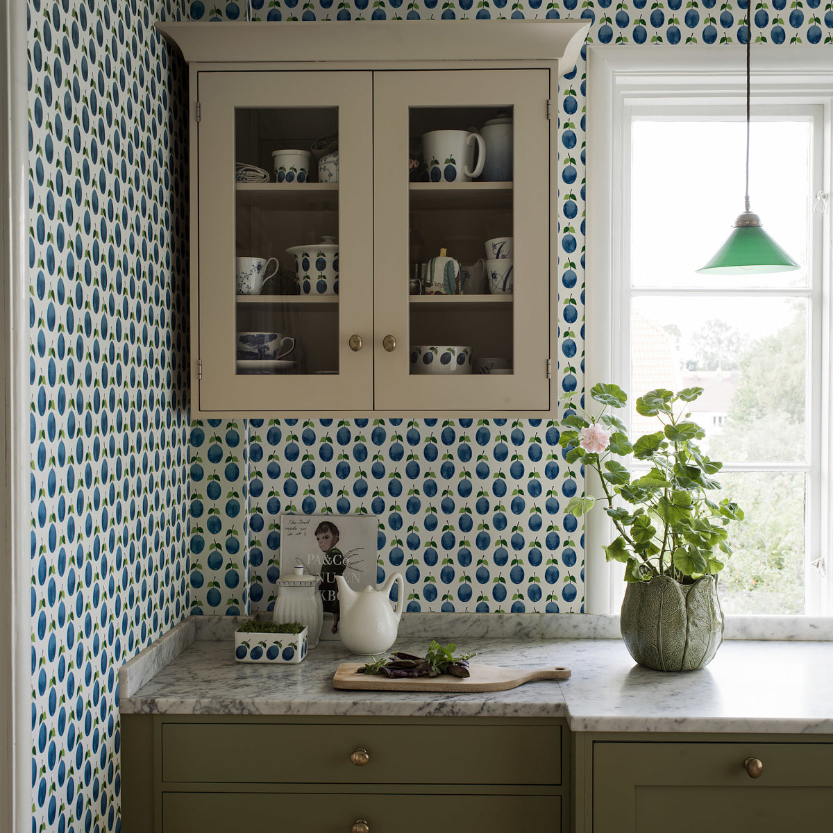 Schumacher Prunus Blue Wallpaper Sample 1974