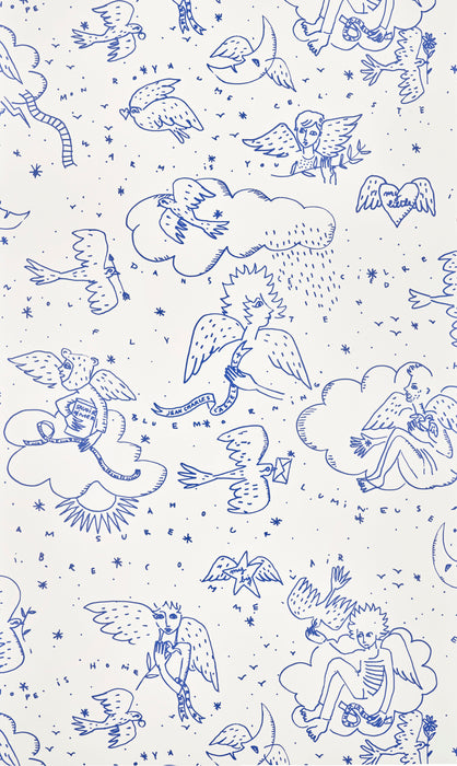 Pierre Frey Le Monde Parall'Aile Bleu Wallpaper Sample FP205002