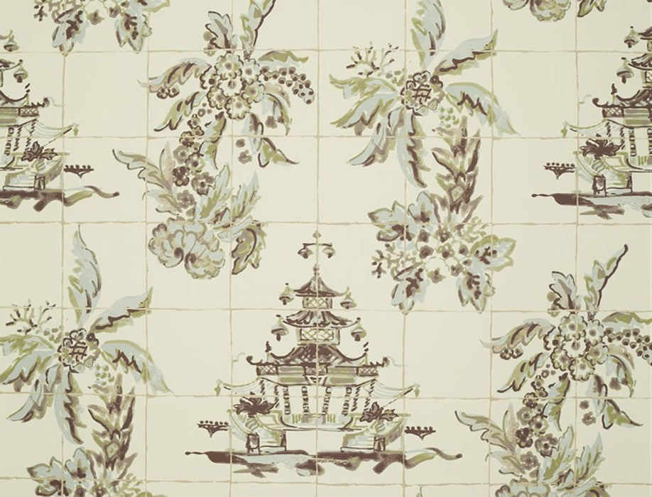 No.9 Thompson Pagoda And Palms  Blue Grass Wallpaper N9021002002