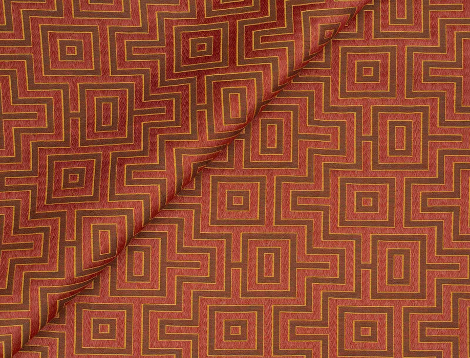 Jim Thompson Fret Maze Sienna Red Fabric Sample JT013860008
