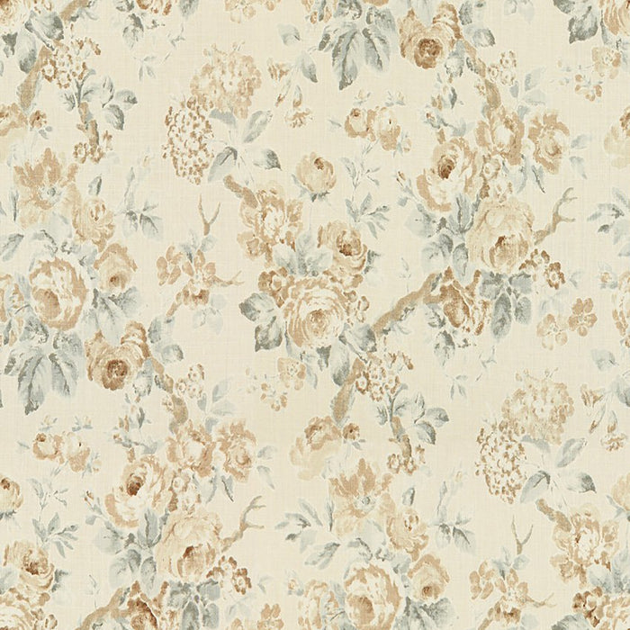 Lee Jofa Garden Roses Beige/Aqua Fabric Sample 2007157.613.0