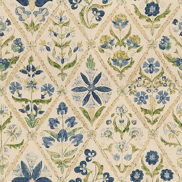 Lee Jofa Susani Trellis Blue/Green Fabric Sample 2010120.53.0