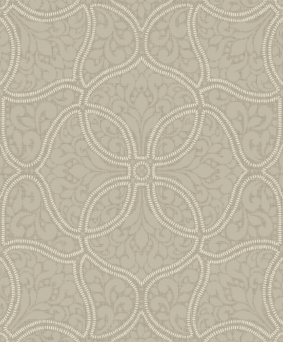 Seabrook Designs Scroll Trail Taupe And Ivory Wallpaper Sample 2010707